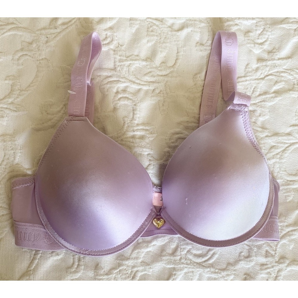JUICY COUTURE  Push-Up Bra‎ Underwire Padded in Lavender 34B Gold Heart Charm